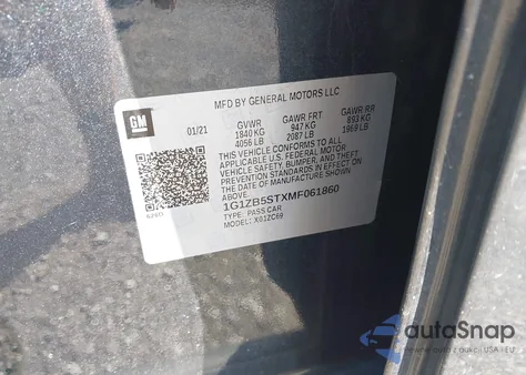 2021 Chevrolet Malibu Fwd Ls из США, поврежденный, VIN 1G1ZB5STXMF061860